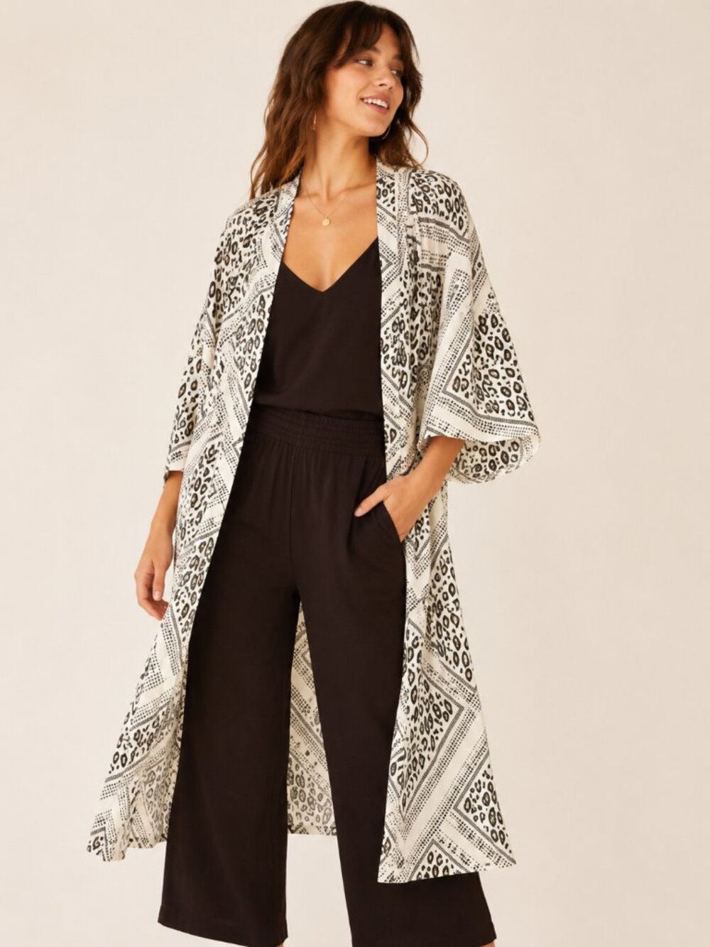 Anthropologie Mignon Doo Leopard Patchwork Kimono Duster One Size Boho